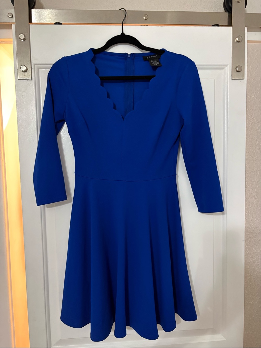 B Darlin Royal Blue Scallop V-Neck Fit & Flare Dress